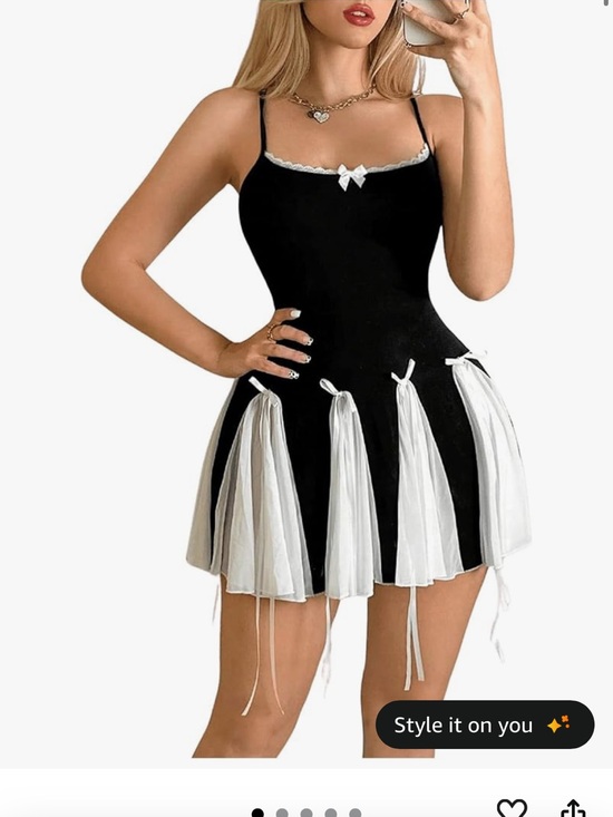 Dresses & Skirts - Black & White Bow-Accent Slip Dress - Women Intimates
